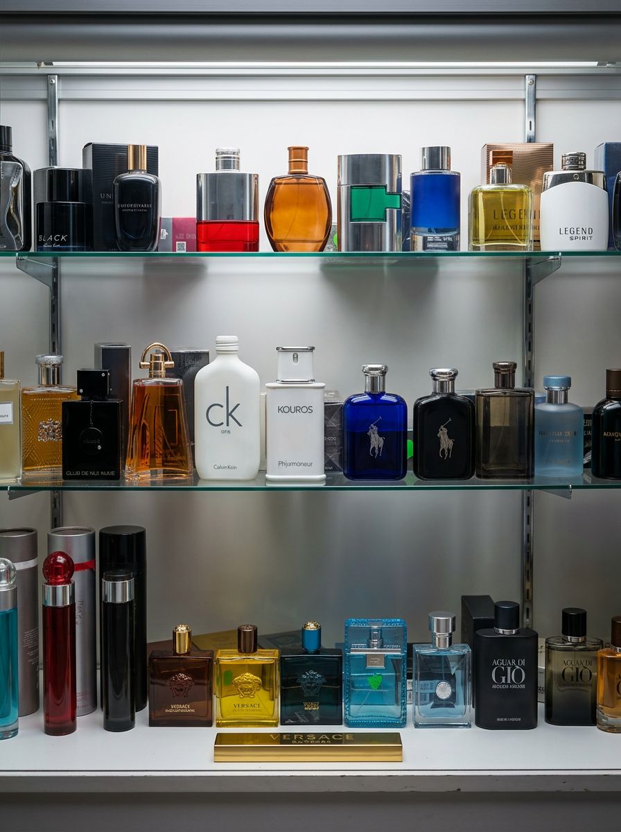 Perfumes de marca en vitrina