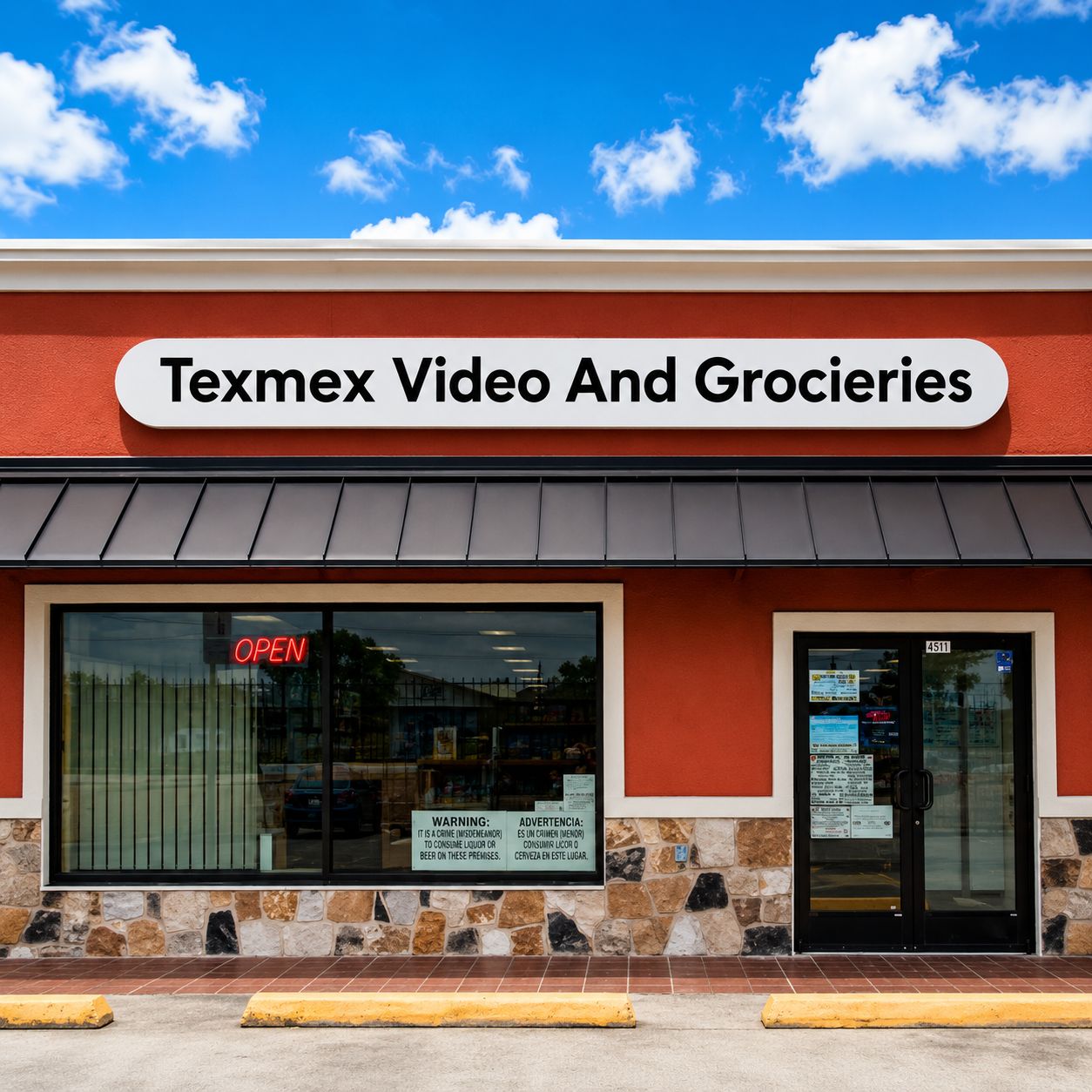 Fachada de la tienda TexMex Video & Groceries en Grand Prairie